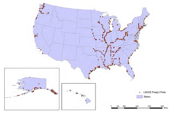 Map of U.S. Federal Ports.