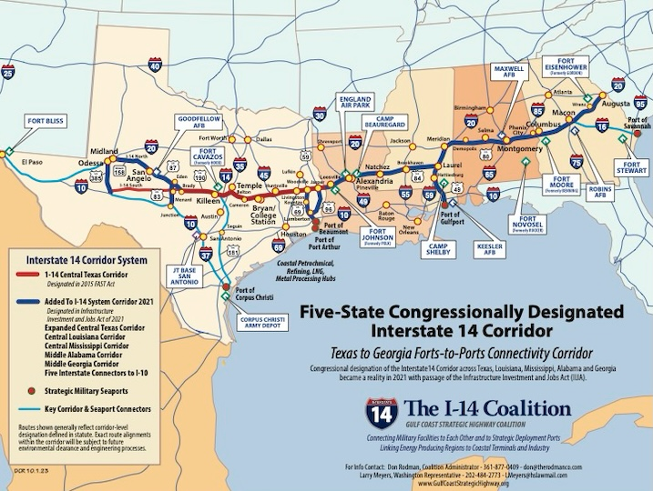 Map of Proposed I-14.