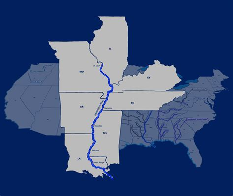 Map of Lower Mississippi River Inland Ports.